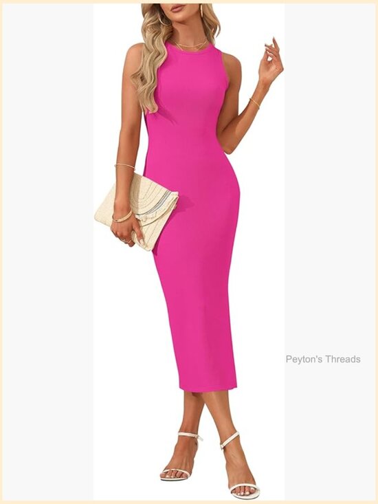 Dresses & Skirts - Sleeveless Knit Tank Midi Bodycon Dress Summer Casual